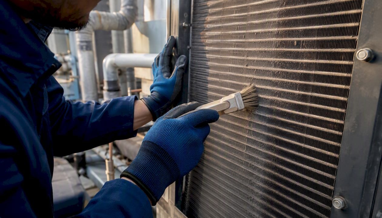 Cleaning evaporator coil fins by hand