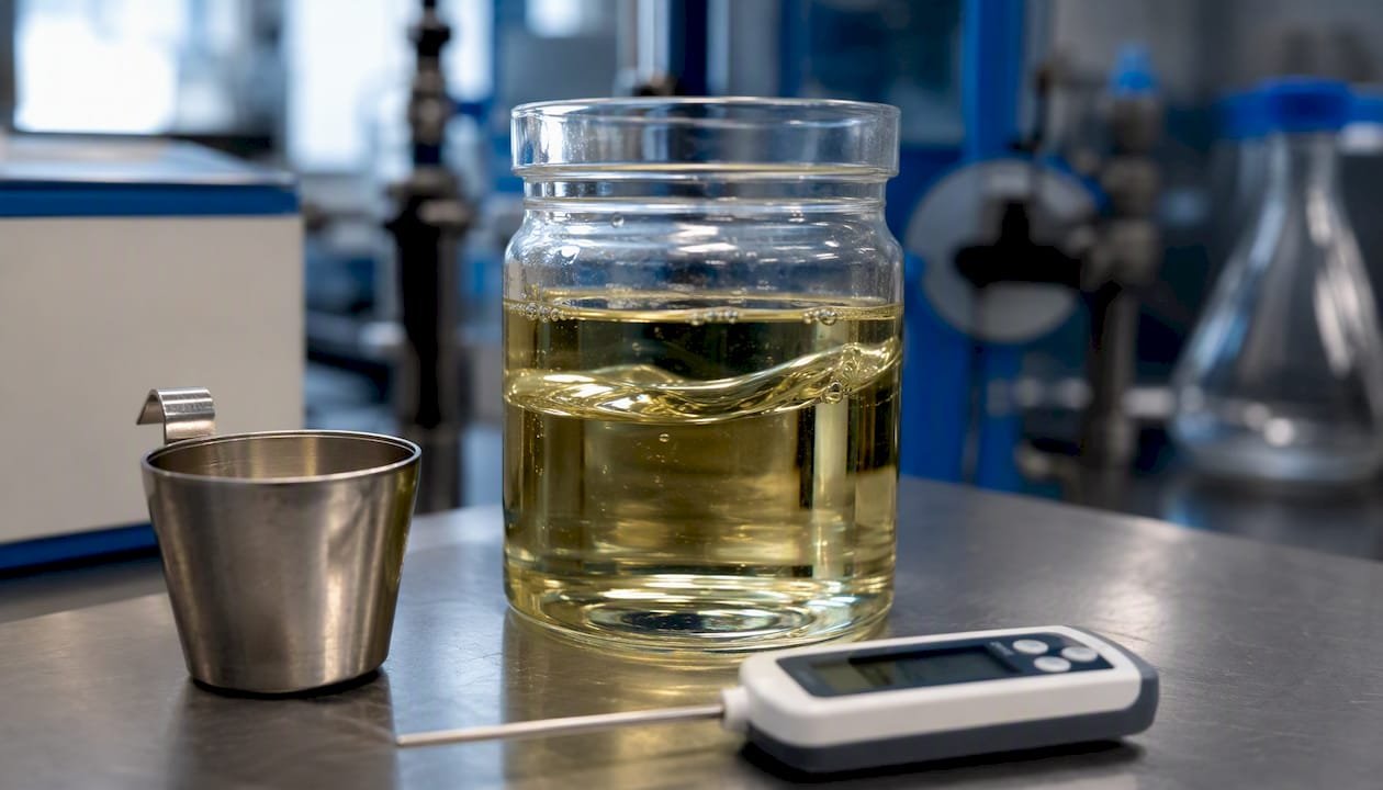 Vacuum pump oil viscosity testing setup