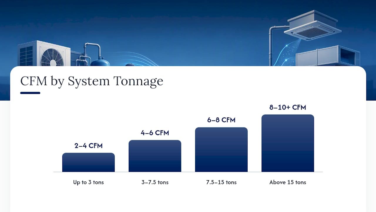 Diagram of vacuum pump sizing by system tonnage