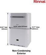 Rinnai RE Series 9.8 GPM 199,000 BTU Outdoor Natural Gas Non-Condensing Tankless Water Heater - RE199EN - Image 7