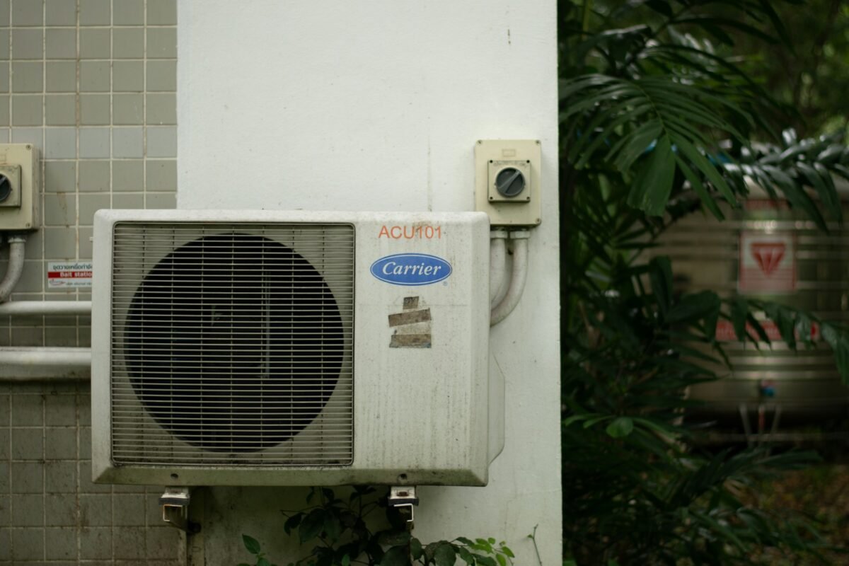 Outdoor air conditioner condenser used on older residential HVAC systems