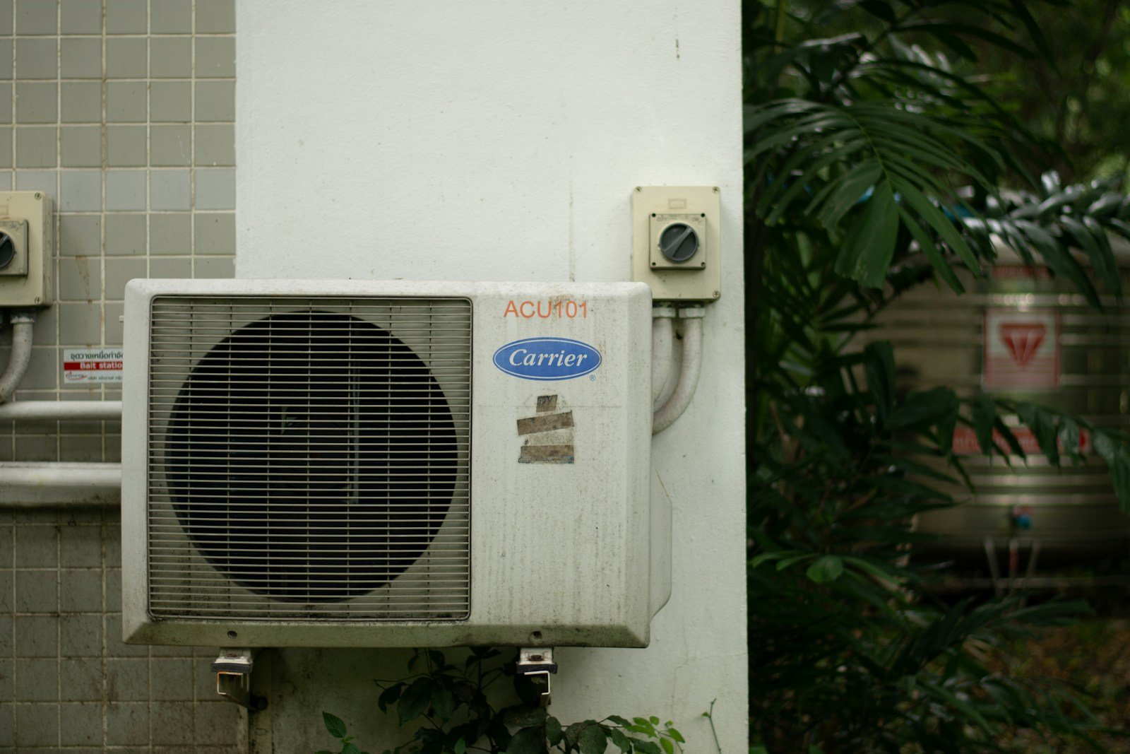 Outdoor air conditioner condenser used on older residential HVAC systems