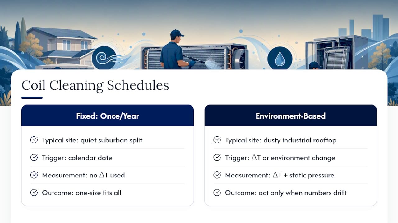 Fixed versus environment-based coil schedules
