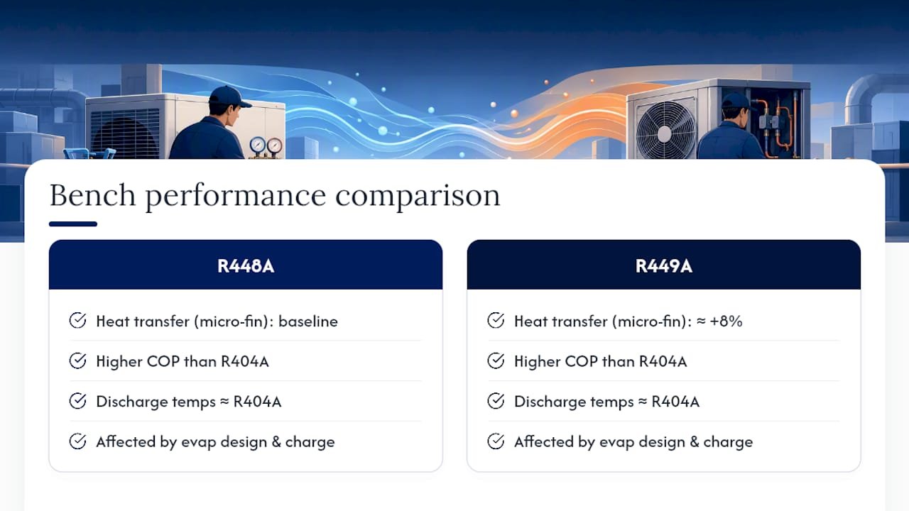 How R448A and R449A Actually Perform on the Bench — overview diagram
