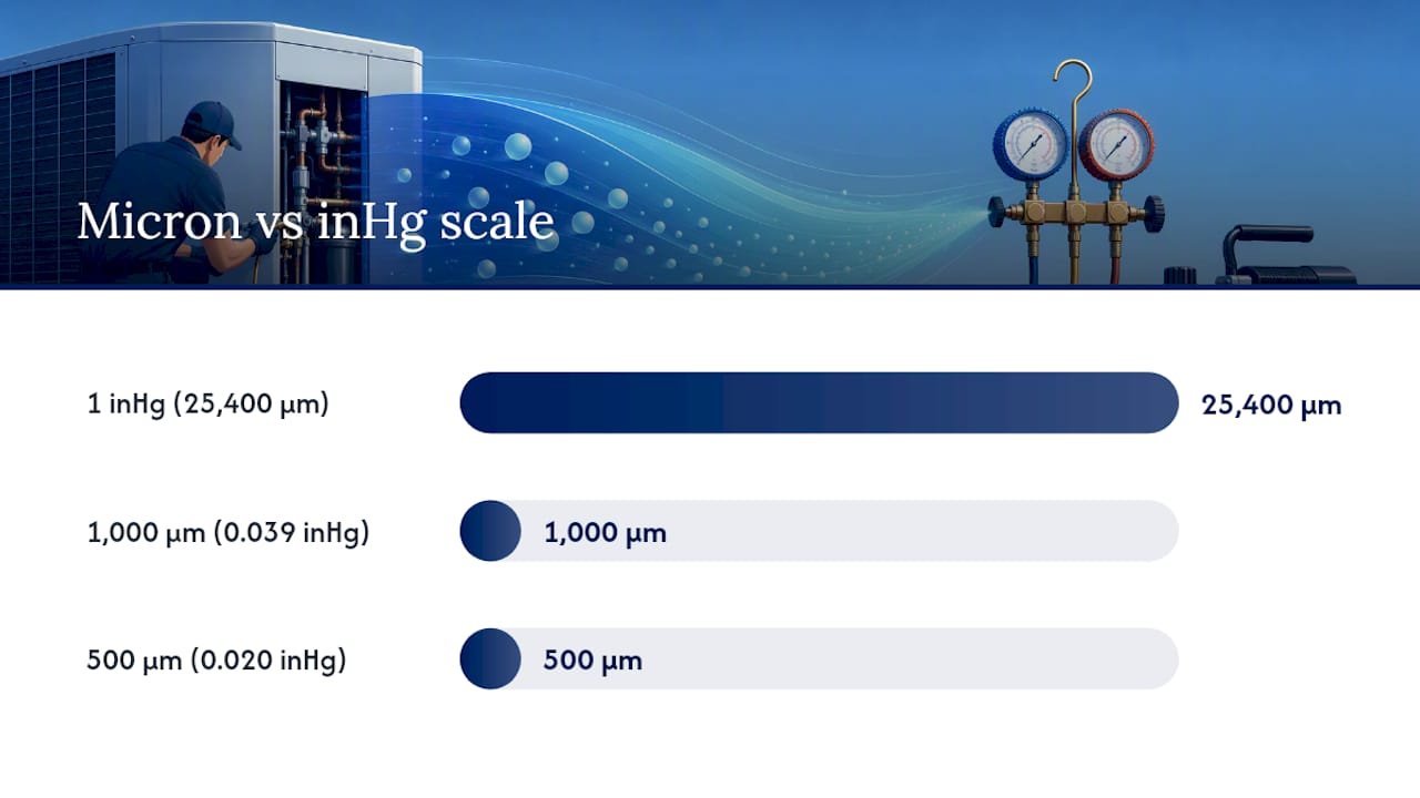 Micron and inches mercury pressure comparison